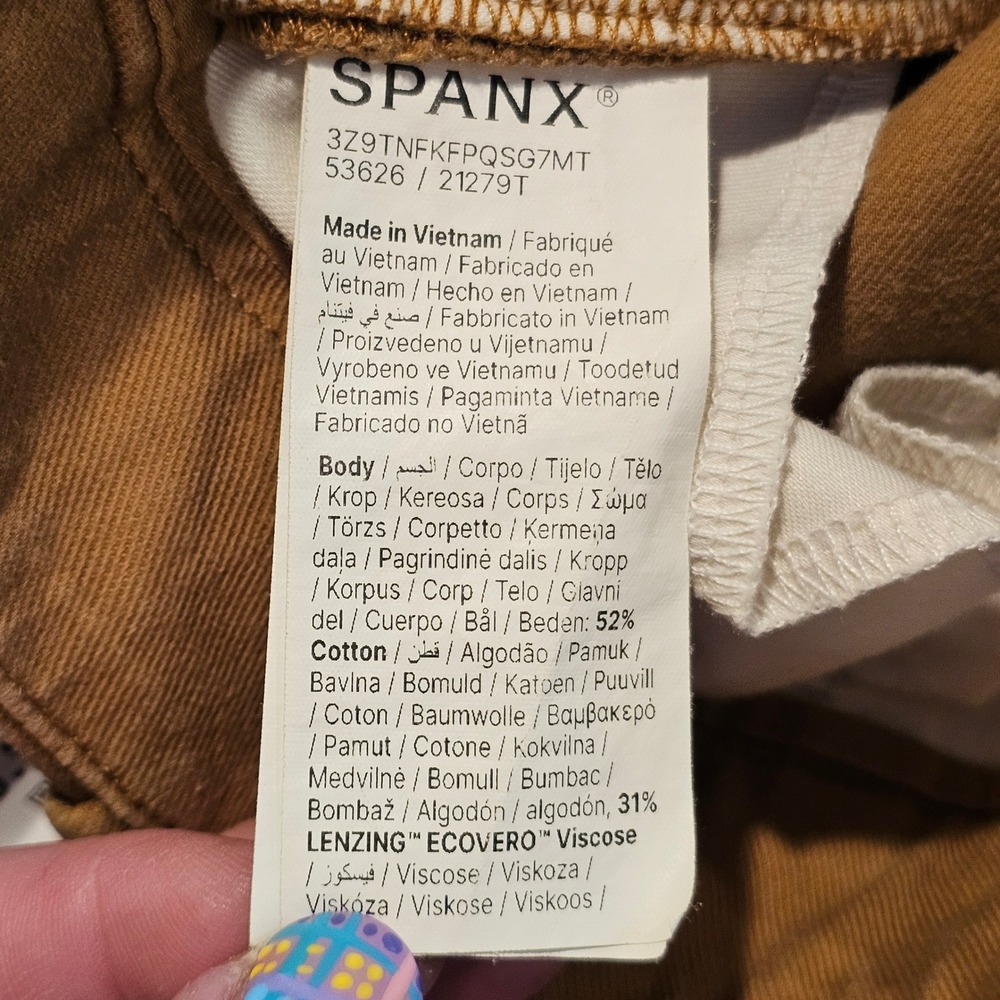 Spanx Stretch Twill Wide Leg Crop Pants Camel Brown XL 21279T - Picture 7 of 10